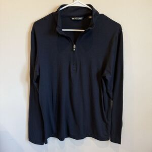 Travis Mathew Men's S Navy Blue Performance 1/4 Zip Pullover Stretch EUC Read